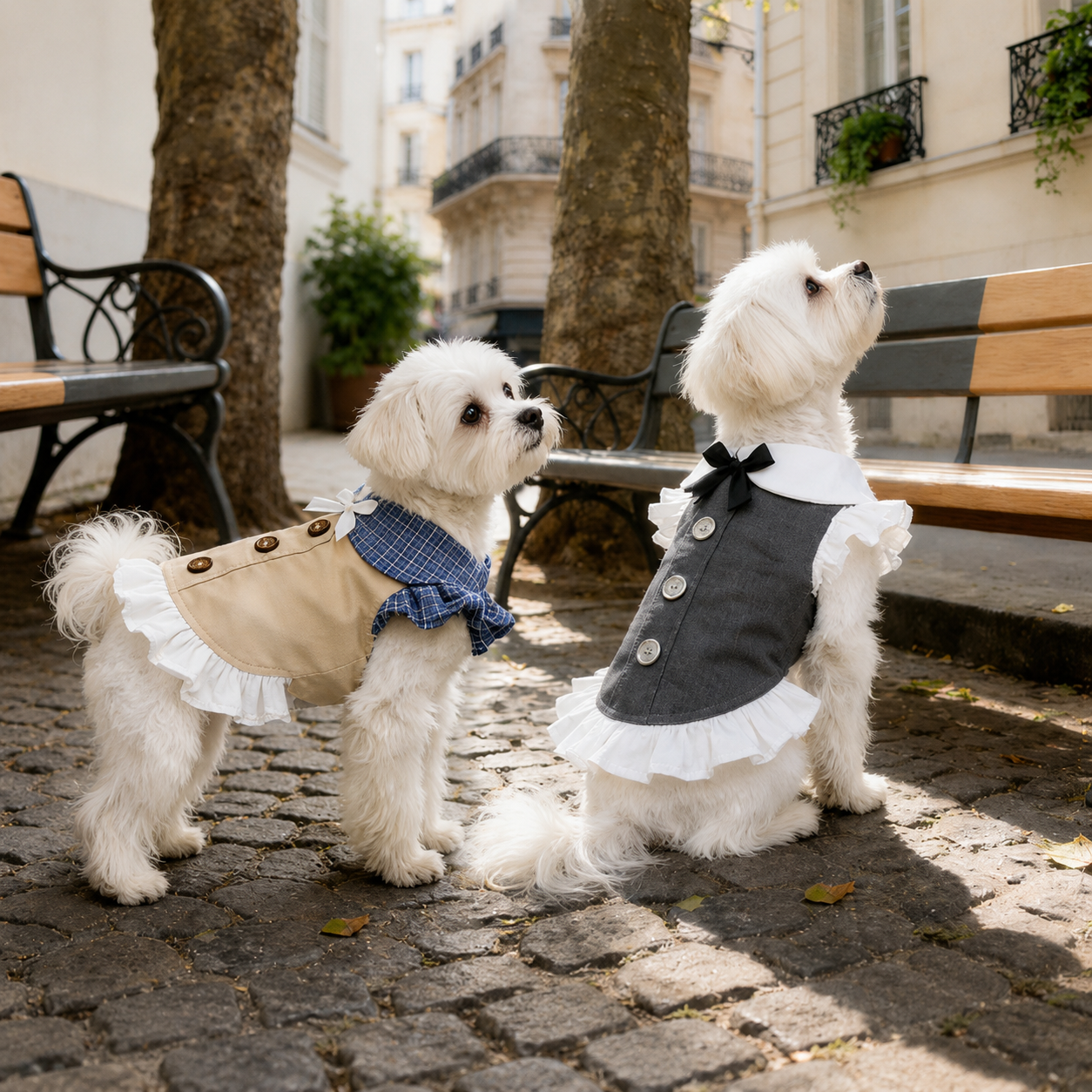 Elegant Sailor Dog Dress – Vintage Preppy Ruffle Dress for Small Dogs | HoppePet