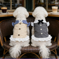 Elegant Sailor Dog Dress – Vintage Preppy Ruffle Dress for Small Dogs | HoppePet