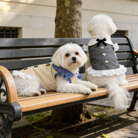 Elegant Sailor Dog Dress – Vintage Preppy Ruffle Dress for Small Dogs | HoppePet