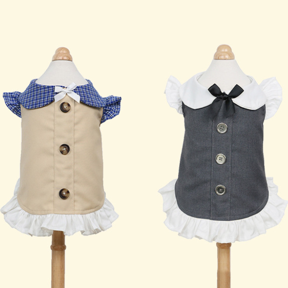 Elegant Sailor Dog Dress – Vintage Preppy Ruffle Dress for Small Dogs | HoppePet