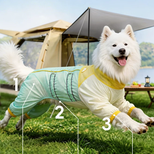 UPF 50+ Dog Sun Protection Suit – Full-Body UV & Bug Barrier Jumpsuit for Medium & Large Dogs | HoppePet