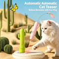 3‑in‑1 Automatic Cactus Cat Toy, Rechargeable Interactive Feather Butterfly Wand with Laser Pointer for Indoor Cats