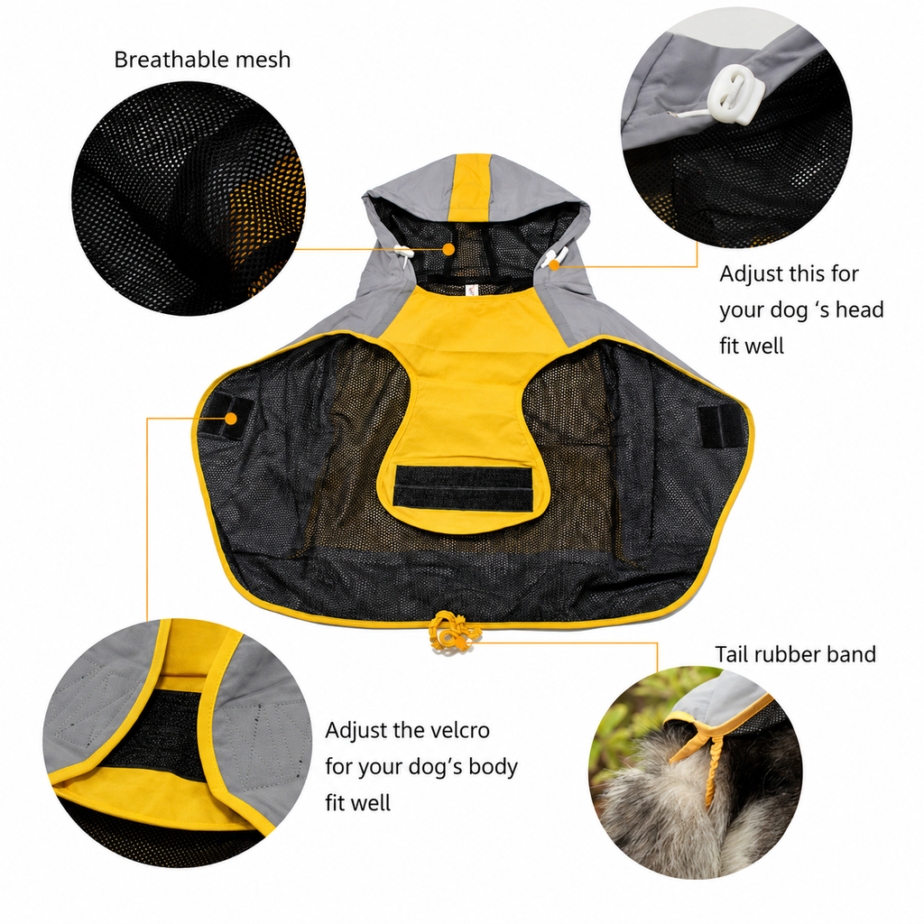 Waterproof Dog Raincoat with Hood – Hooded Rain Jacket for Large & Fluffy Dogs | HoppePet