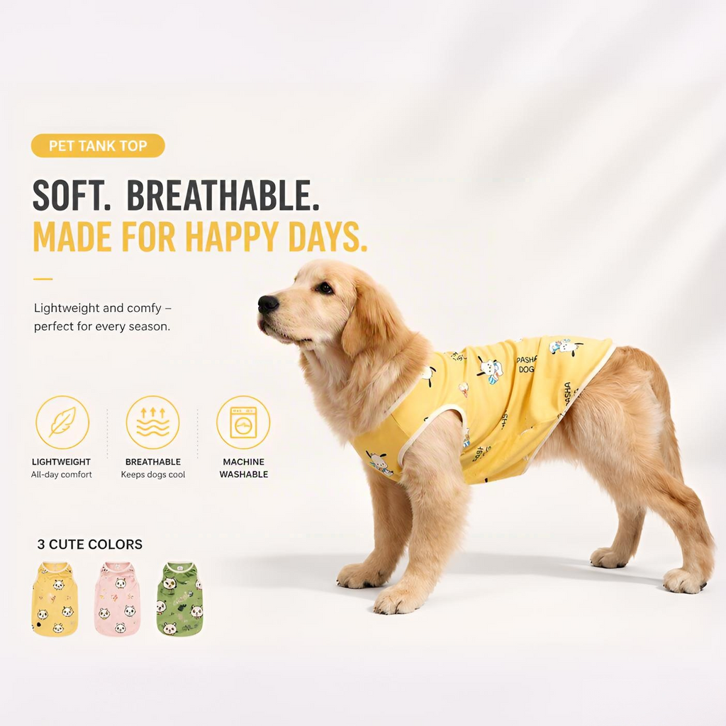 Lightweight Summer Dog Tank Vest – Breathable Sleeveless Shirt | HoppePet