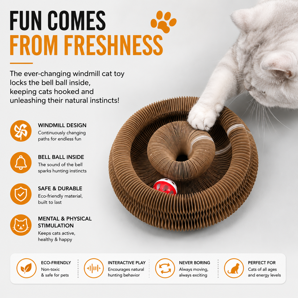 Expandable Honeycomb Cat Scratcher Toy – Foldable Corrugated Cardboard Scratch Pad for Indoor Cats