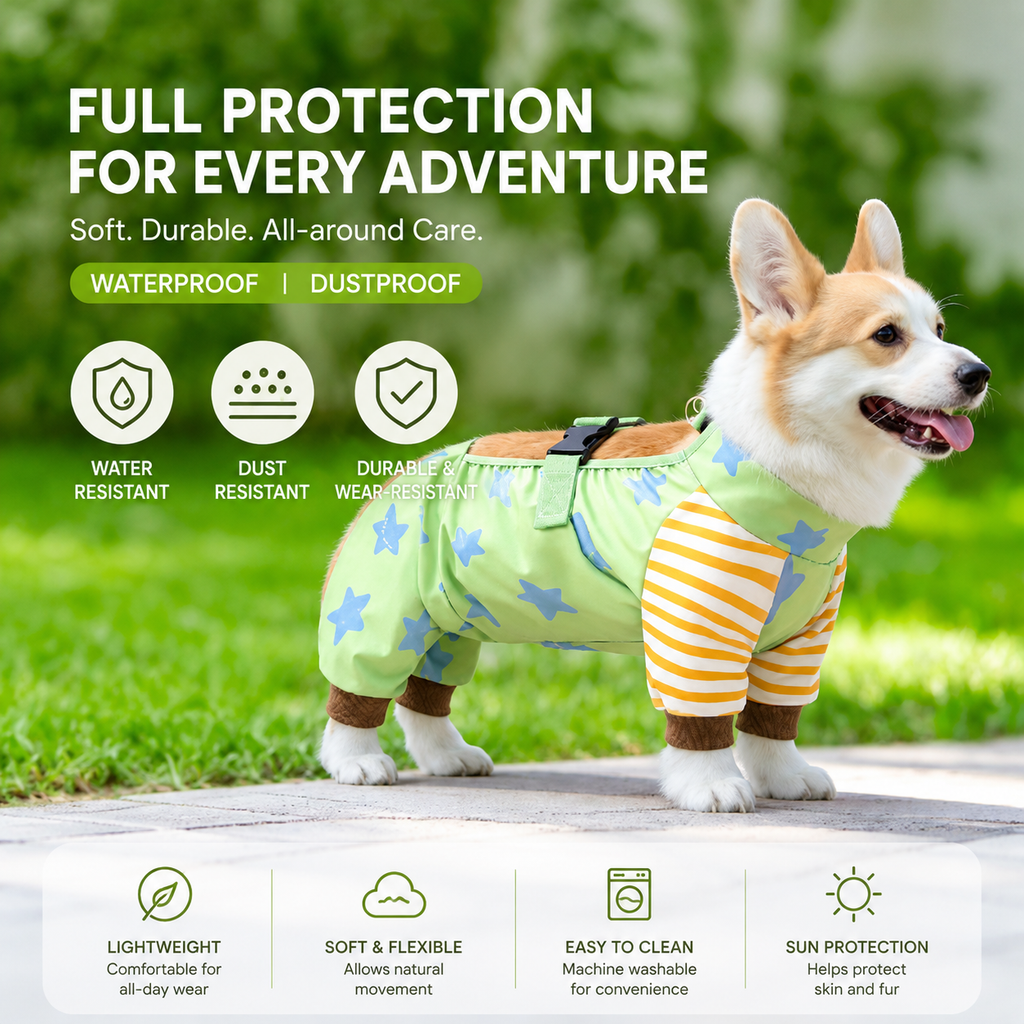 Dog Belly Protector Bodysuit – Waterproof Mud Suit for Corgis, Dachshunds & Short-Leg Dogs | HoppePet