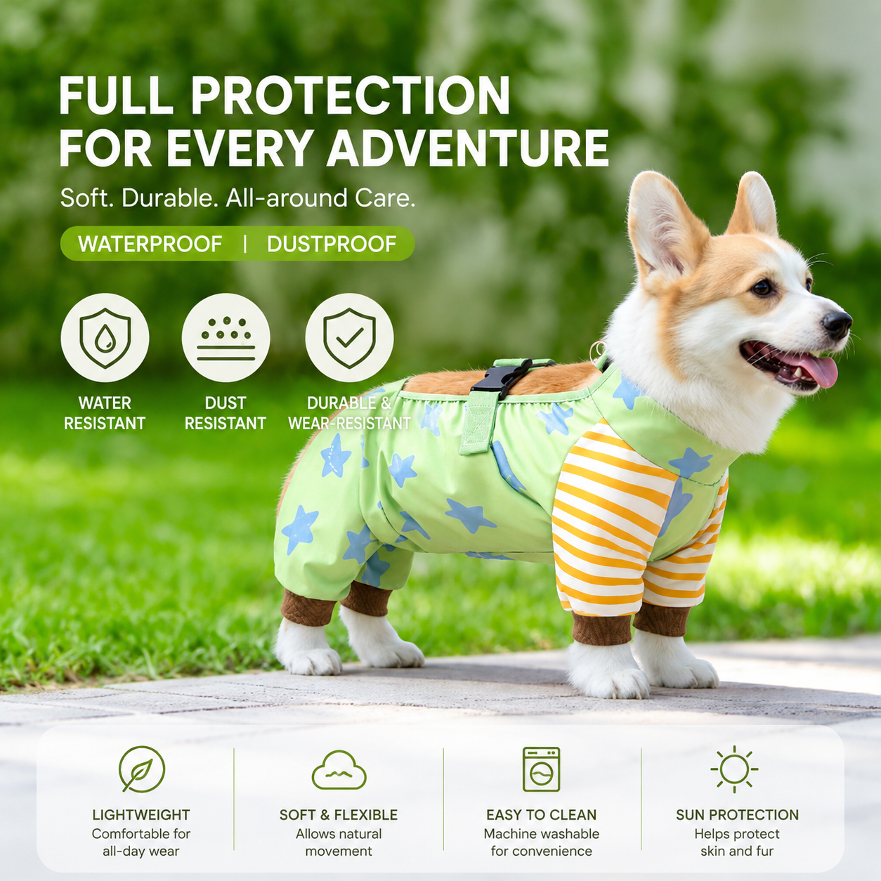 Dog Belly Protector Bodysuit – Waterproof Mud Suit for Corgis, Dachshunds & Short-Leg Dogs | HoppePet
