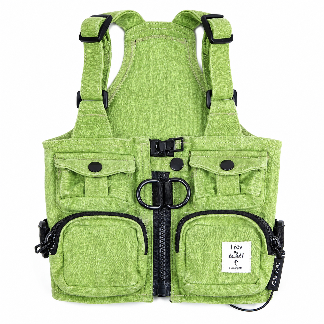 Denim Dog Harness Vest – Adventure Utility Jacket with D-Ring | HoppePet