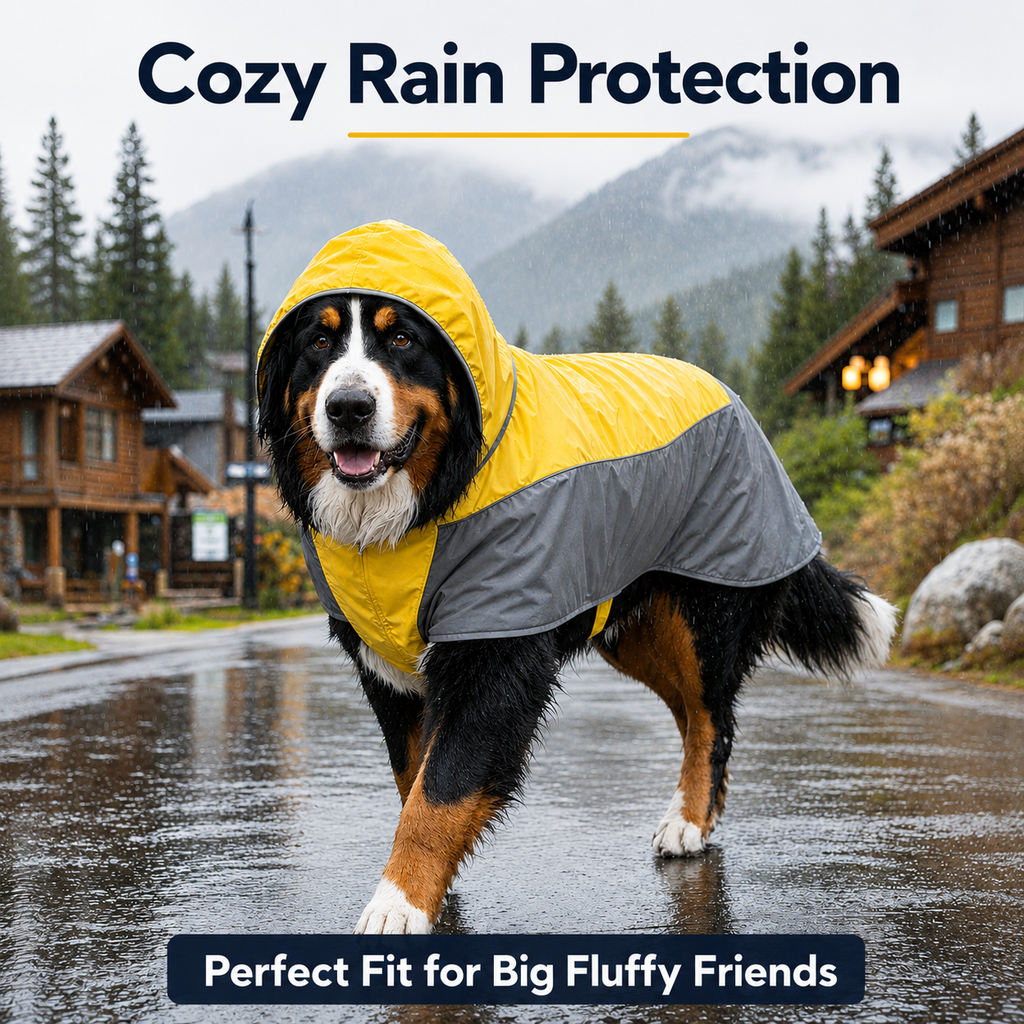 Waterproof Dog Raincoat with Hood – Hooded Rain Jacket for Large & Fluffy Dogs | HoppePet