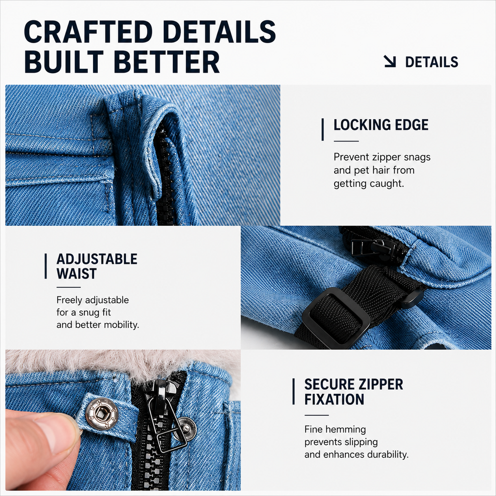Denim Dog Harness Vest – Adventure Utility Jacket with D-Ring | HoppePet