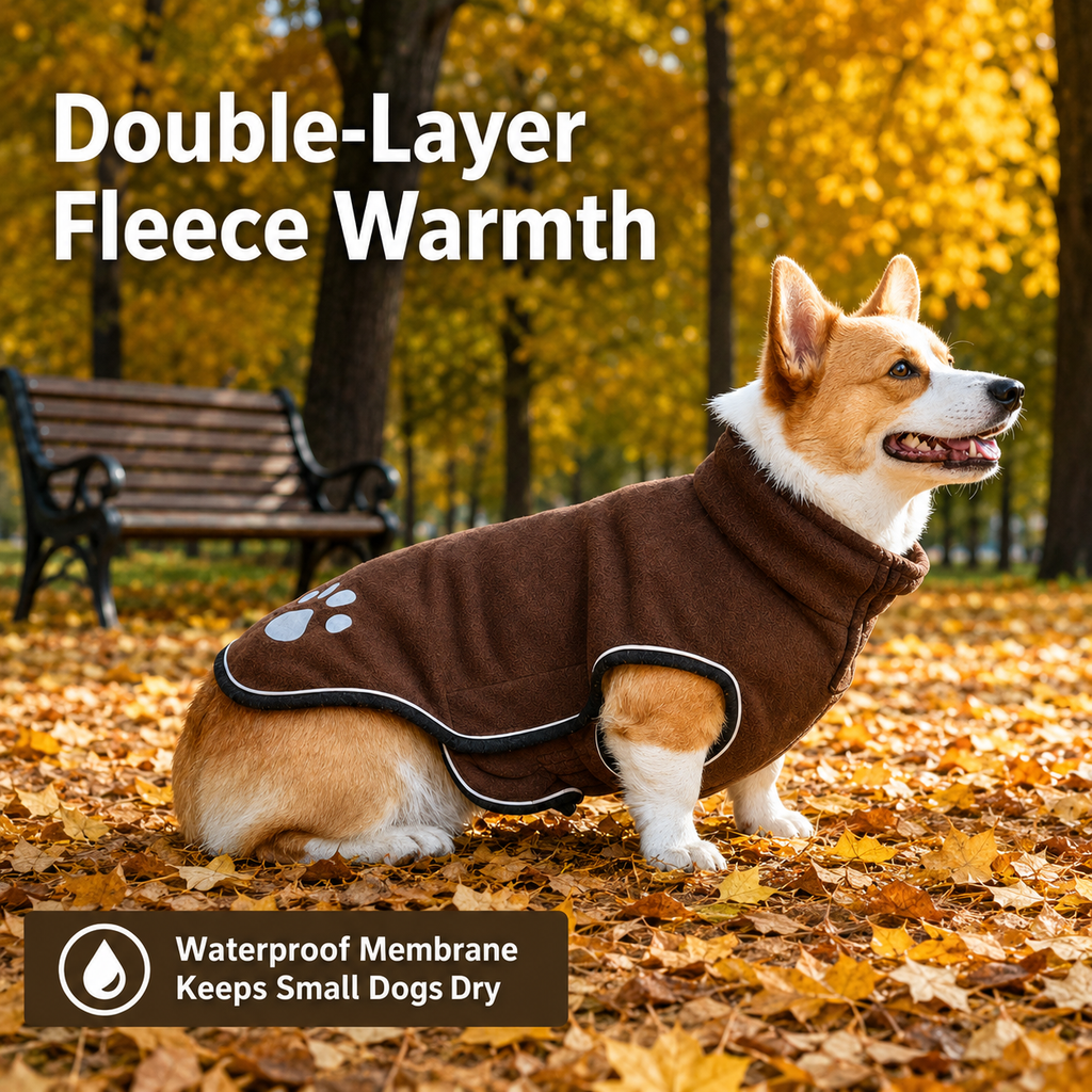 Waterproof Fleece Dog Coat with Belly Coverage – For Dachshunds & Corgis | HoppePet