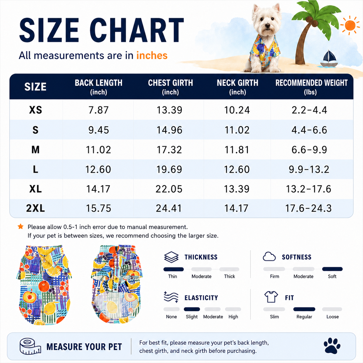 Citrus Hawaiian Shirt for Dogs & Cats – Tropical Summer Beach Shirt with Button-Up Design | HoppePet
