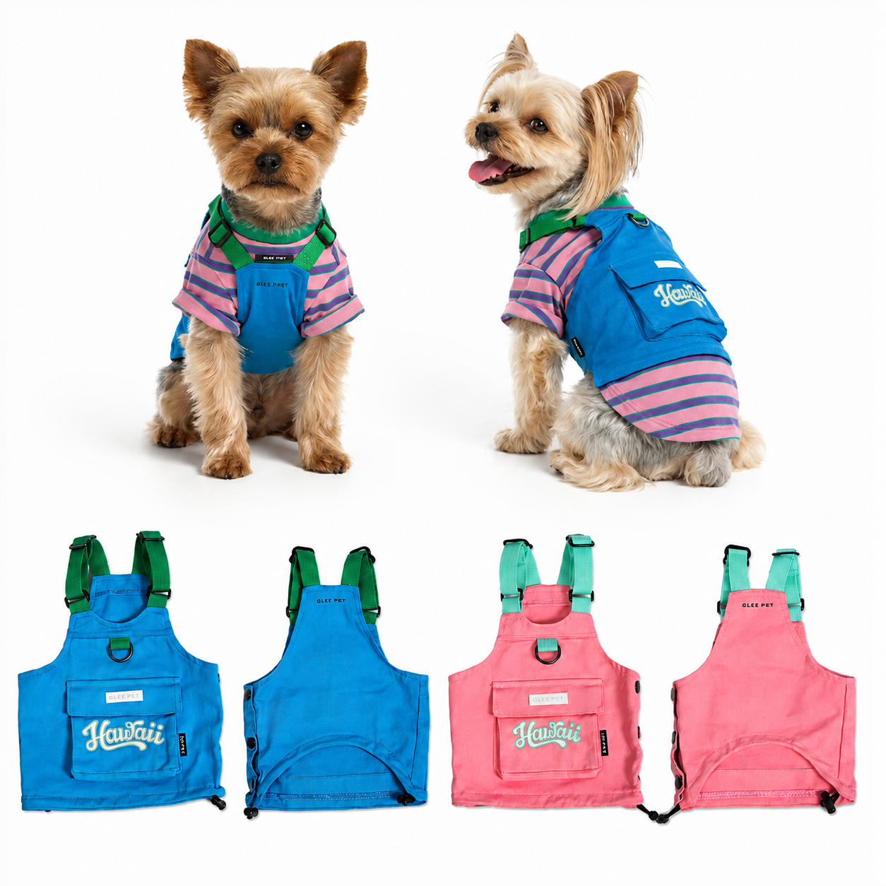 Retro Striped Dog Harness Vest – Colorblock Streetwear for Small Dogs | HoppePet