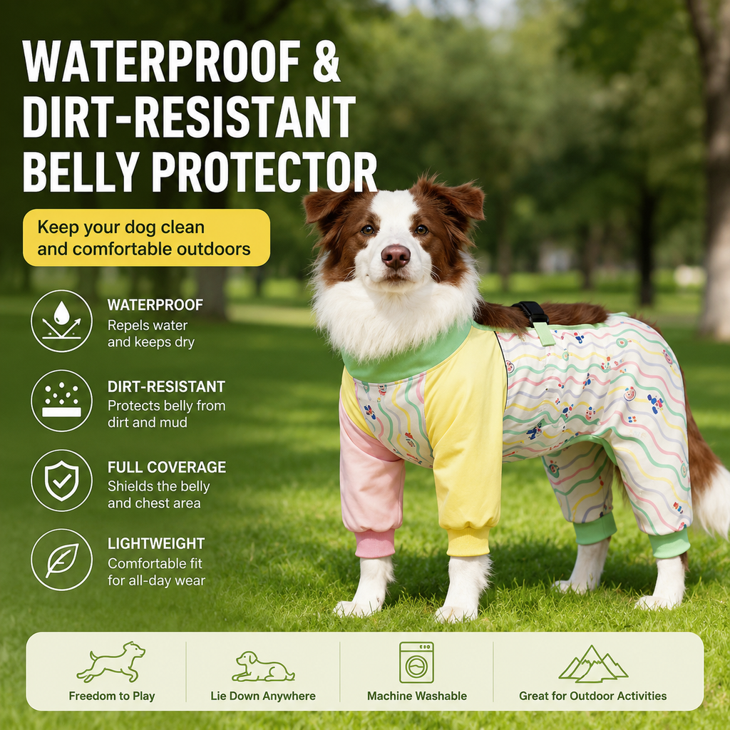 Waterproof Dog Jumpsuit – Full-Body Mud Suit for Medium & Large Dogs with Leash-Friendly Collar | HoppePet