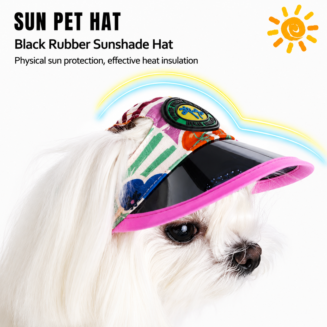 Pet Sun Visor Hat for Dogs & Cats – Waterproof Wide-Brim Beach Hat with Adjustable Strap | HoppePet