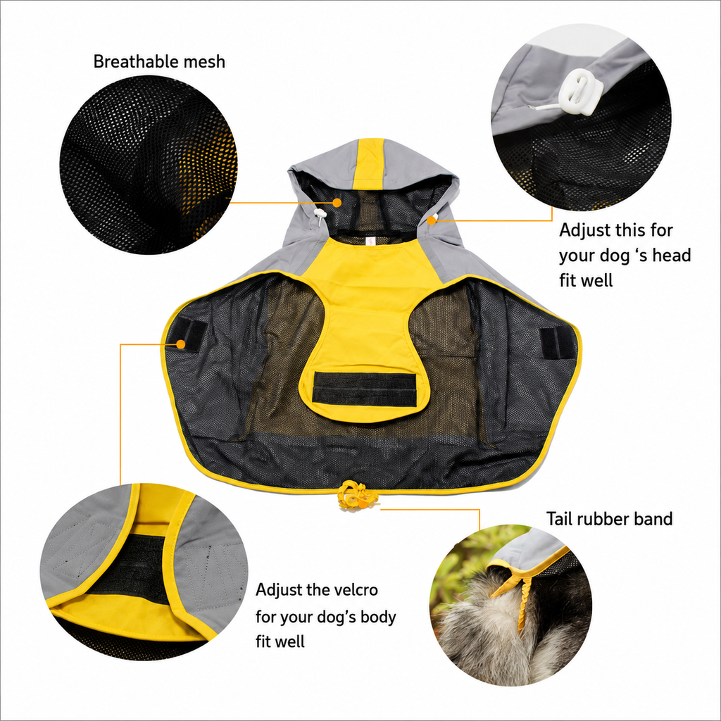 Waterproof Dog Raincoat with Hood – Hooded Rain Jacket for Large & Fluffy Dogs | HoppePet
